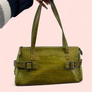 Green Crocodile-Embossed Women's Handbag